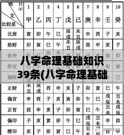 八字命理基础知识39条(八字命理基础知识39条详解)