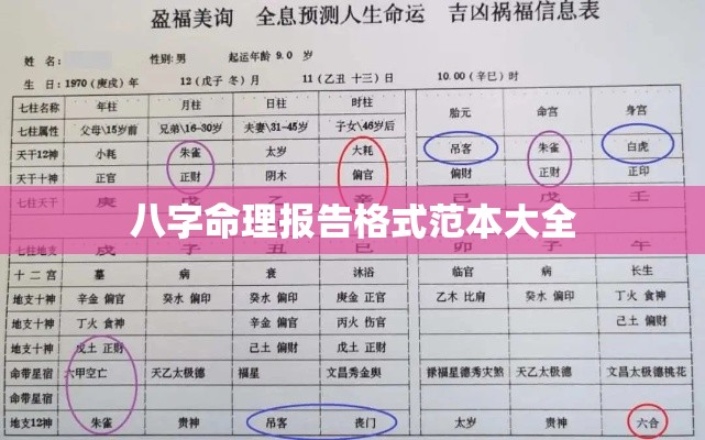 八字命理报告格式范本大全