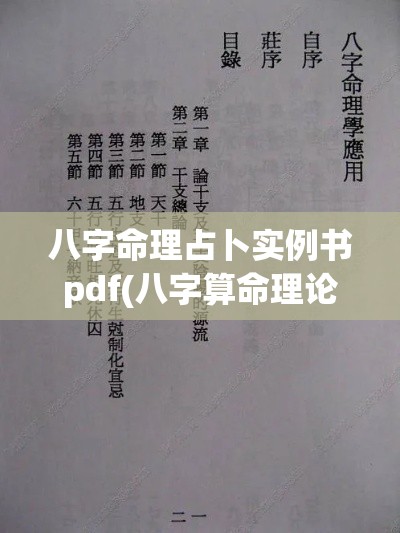 八字命理占卜实例书pdf(八字算命理论)