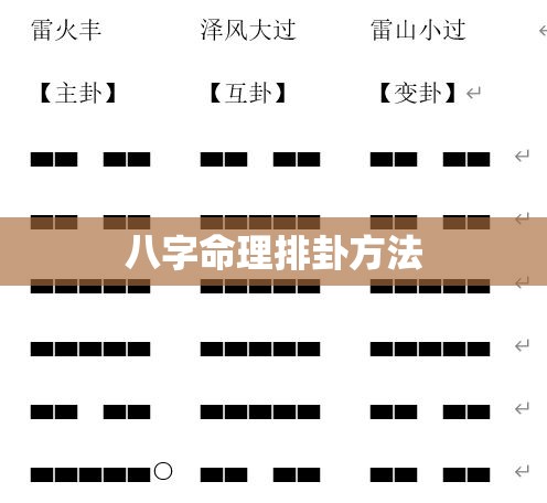 八字命理排卦方法