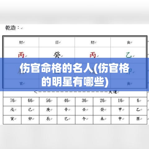 伤官命格的名人(伤官格的明星有哪些)