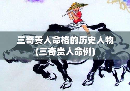 三奇贵人命格的历史人物(三奇贵人命例)
