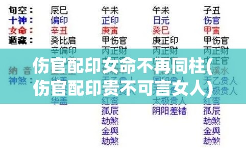 伤官配印女命不再同柱(伤官配印贵不可言女人)