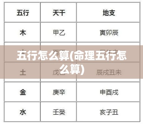 五行怎么算(命理五行怎么算)