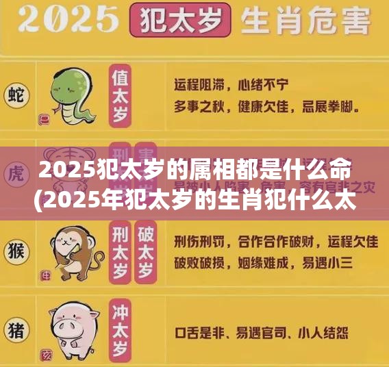 2025犯太岁的属相都是什么命(2025年犯太岁的生肖犯什么太岁)