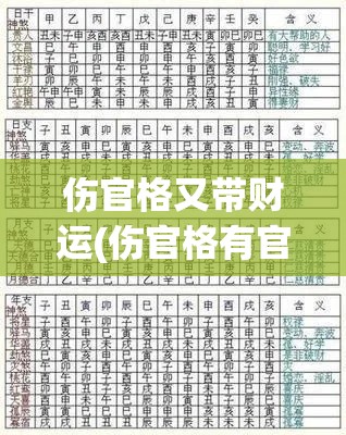 伤官格又带财运(伤官格有官运吗)