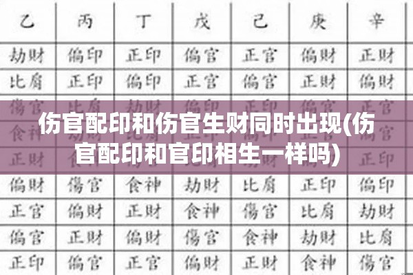 伤官配印和伤官生财同时出现(伤官配印和官印相生一样吗)