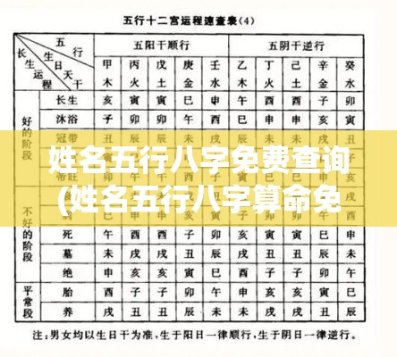 姓名五行八字免费查询(姓名五行八字算命免费测试)