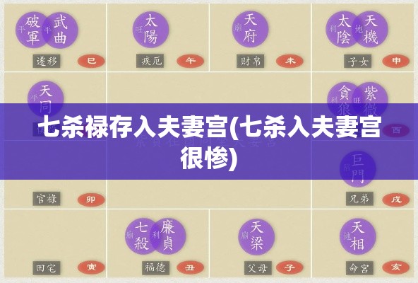 七杀禄存入夫妻宫(七杀入夫妻宫很惨)