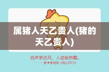属猪人天乙贵人(猪的天乙贵人)