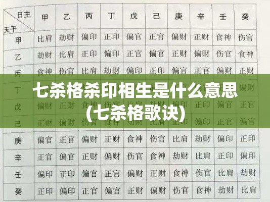 七杀格杀印相生是什么意思(七杀格歌诀)