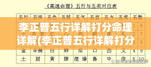 李正普五行详解打分命理详解(李正普五行详解打分命理详解图)