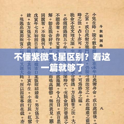 不懂紫微飞星区别？看这一篇就够了