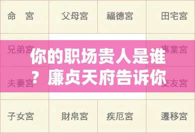 你的职场贵人是谁？廉贞天府告诉你官禄宫的秘密