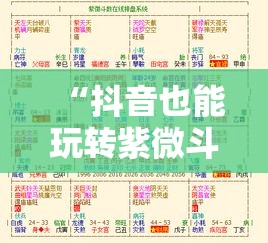 “抖音也能玩转紫微斗数？快来解锁你的星盘密码”