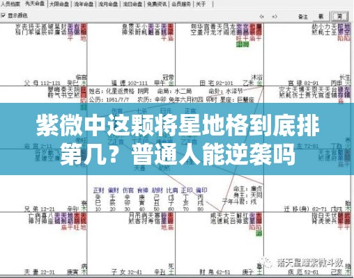 紫微中这颗将星地格到底排第几？普通人能逆袭吗