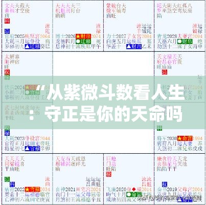 “从紫微斗数看人生：守正是你的天命吗？”
