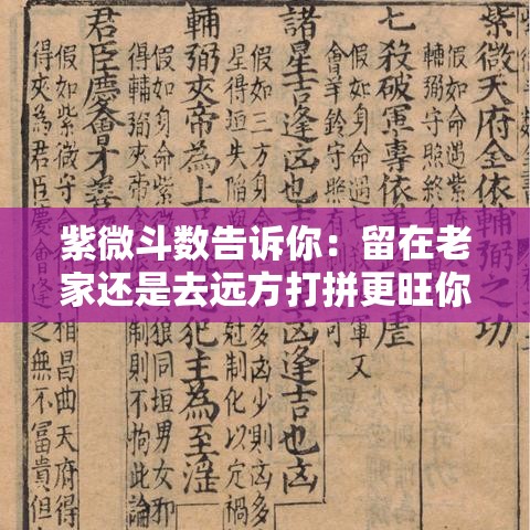 紫微斗数告诉你：留在老家还是去远方打拼更旺你