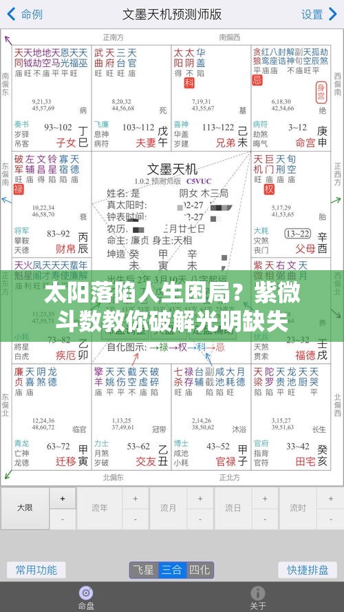 太阳落陷人生困局？紫微斗数教你破解光明缺失