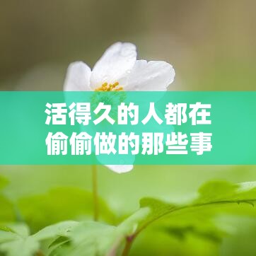 活得久的人都在偷偷做的那些事