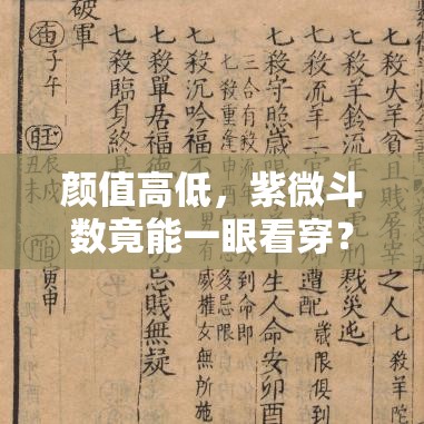 颜值高低，紫微斗数竟能一眼看穿？