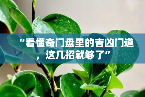 “看懂奇门盘里的吉凶门道，这几招就够了”