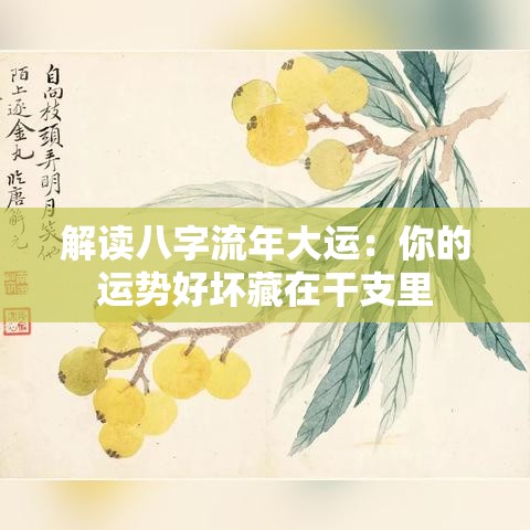 解读八字流年大运：你的运势好坏藏在干支里