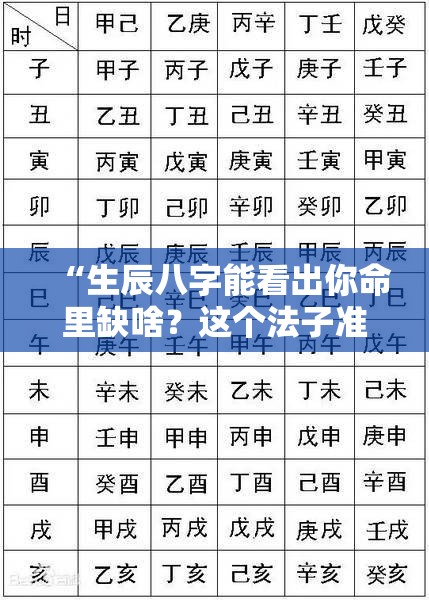 “生辰八字能看出你命里缺啥？这个法子准到离谱”